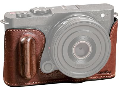 SMALLRIG S9 Leather Case, Half Leder-Halbledertasche für Kameras im Vintage-Stil, Rahmen aus Aluminiumlegierung, mit Holzgriff, mit 1/4-20-Gewindeloch für Panasonic LUMIX S9-4703