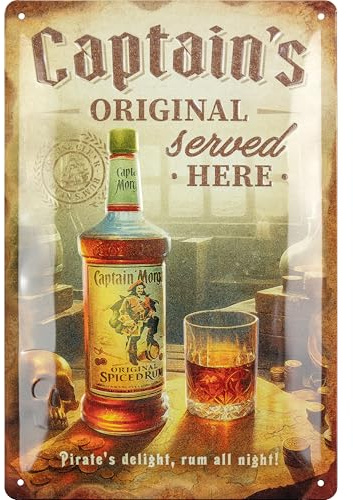 BC® Blechschild Retro 20 x 30 cm, Original Rum, Vintage Deko aus Metall, Design als Geschenkidee für Rum Fans