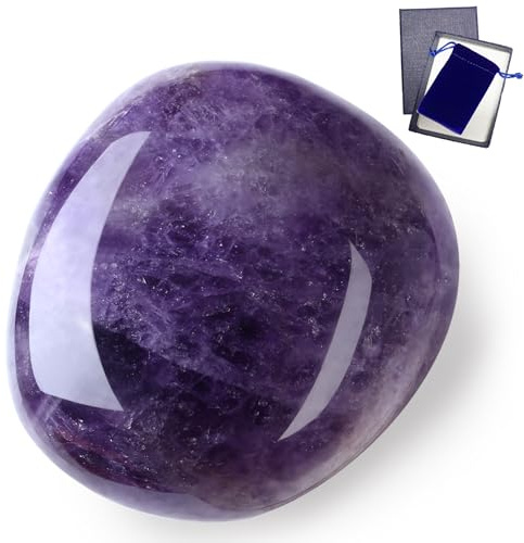 GUJOXILA 4-5cm Amethyst Heilsteine Kristalle Polieren Groß Edelsteine Steine Rohstein Trommelsteine Kristall Sorgenstein Handschmeichler Stein Meditation Angst Stress Relief 1PC