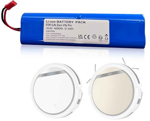 Batería de 4,0 Ah para aspiradora Robot iLife Zaco Home Cleaner, Compatible con V5s Pro, V5x, V4, V3, V3s Pro, V8s, V40, V50, V80, V85, x750 Home Cleaner, Repuesto para iLife 18650B4-4S1P-AGX-2