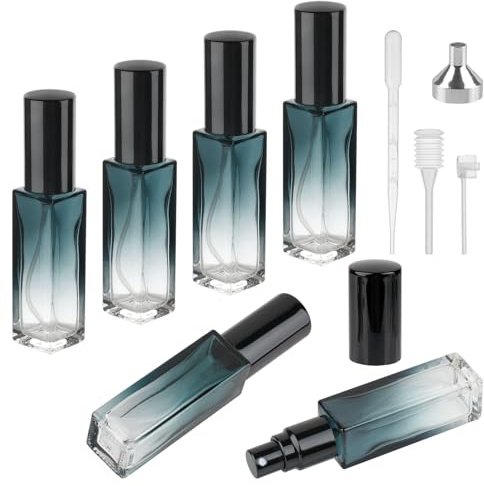 10ml Nachfüllbare Parfümzerstäuber, 6x Mini Glas Parfüm Flaschen Abfüllen | Portable Sprühflasche Blauem, Parfüm Behälter mit Trichter Tropfer, Leer Parfum Zerstäuber für Datum Parteien Unterwegs