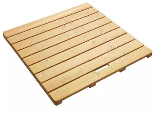 Duschmatte Holz, Antirutschmatte Dusche mit Griff, rutschfeste Duschmatte for Senioren, Badezimmermatte for Drinnen Oder Draußen, Spa, Sauna(23.6 * 11.8in)