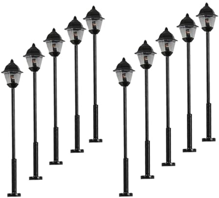 Evemodel 10 Stück Modell Bahn Spur N 1:160 Lampe Beleuchtung Straßenlampen Modelleinsenbahn Minigarten Dekor