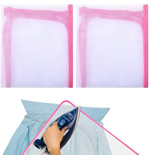YQQYG 2 Stück Bügeltuch 60 x 40 cm Gitternetz Bügelmatte, Bügeltuch für Dampfbügeleisen, Glanzstellen (Hitzeresistent bis 200°C)