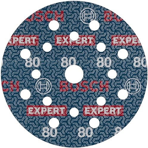 Bosch 6x Disque abrasif sur film EXPERT O780 (pour Bois dur, Peinture sur bois, Ø 125 mm, Grain 80, Professional Accessoire Ponceuse excentrique)