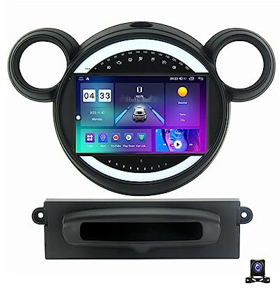 Generico Autoradio con Carplay/Android Auto, Audio per Auto con Touch Screen da 9 Pollici, per BMW Mini Paceman Countryman R56 R60 Autoradio Bluetooth con 4G/WiFi/SWC/FM, Telecamera di Backup 720P