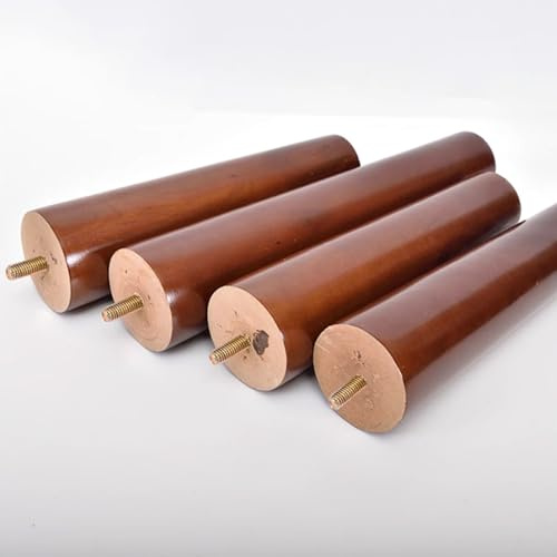 Generisch Verstellbare Möbelfüße 4er-Set Möbelbeine aus Holz 4 Stück Naturholz Schrankbeine runde Tischbeine Ersatz modern Vintage für DIY-Möbel Sofa Sessel Couch Stuhl Walnuss