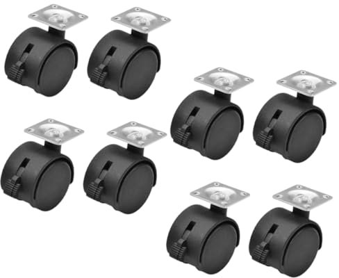 GRIRIW 8pcs Wheel Brake Nylon Office Chair Wheels Furniture Rollers for Desk Chair Caster for Shelving Lock Function