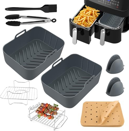 10 juegos de accesorios para freidora de aire caliente, accesorios para airfryer, 150 piezas de papel de horno, accesorios de utensilios de cocina eléctricos, 2 unidades freidora de aire caliente,