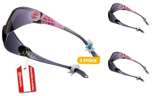 Gebol Little Helpers, 2 Stk. Kinderschutzbrillen aus Polycarbonat mit Brillenstoppern & Personalisierungs-Stickern, kratzfest, leicht & bequem