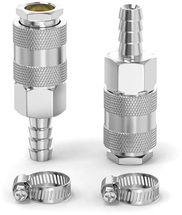 ERGAOBOY 2 pièces accouplement d’air industriel mâle avec canne de tuyau de 10MM, débit de raccord rapide air pneumatique compresseur raccords de tuyau