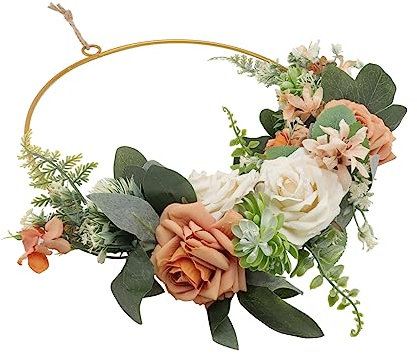 ERINGOGO Künstlicher Rosenkranz 1Stück Dekorative Girlande für Tür und Wanddekoration Rustikale Frühlingsatmosphäre Handgefertigte Blumenkranz mit Realistischer Textur
