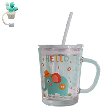 Banzimiao Tazza di Latte con Bilancia, Tazza da latte con cannuccia, Bicchiere con Cannuccia e Coperchio per caffè, succhi di frutta, tè freddo, unicorno, 350 ml (G)