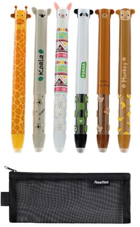 Moguxb Cartoon Stift Radierbar 6 Stück Radierbaren Gelstiften | mit Thermoempfindlicher Radiertinte 0.7 mm Spitze Radierbarer Kugelschreiber für Studenten Schule Büro ( Rot,Blaue)