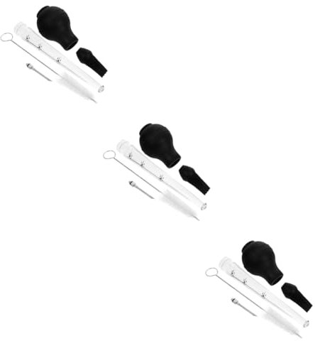 Toyvian 3 Sets Stainless Steel Turkey Baster and Flavor Injector Needle Durable Meat Condiment Injector for Turkey Chicken Pork Bbq Easy to Use Dishwasher Safe for Moist and Tasty Meat