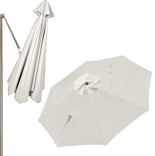 QSPNVFB 300cm Rond Auvent De Parasol Déporté 8 Baleines Toile De Rechange Pour Parasol De Piscine Jardin, Couverture De Rechange Pour Parapluie Déporté(Beige)