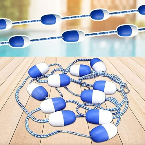 Swimming Pool Lane Divider Rope with Buoys, Safety Barrier for Shallow and Deep End Separation, Includes Hooks for Easy Installation