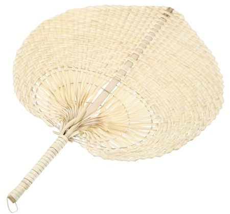 TOBBOMEY 1pezzi Ventilatore Foglia di Tifa Mano Ventilatore Rinfrescante Portatile per Fatto Mano e Foglie di Canna Adatto per Uso Ed
