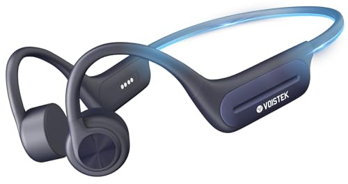 Voistek Bone Conduction Headphones IP68 Waterproof Swimming Headset, Open Ear Bluetooth 5.3 Sport Headphones with 32GB MP3, LED Headband Light for Underwater Running Gym Cycling Walking Workout
