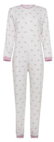 Confezioni_Emy Pyjama intégral médical unisexe – Grenouillère adulte coton 100% – Pyjama dos zip seniors – Vêtements gériatriques confortables Made in Italy - Taille L - Petite Fleur Rose