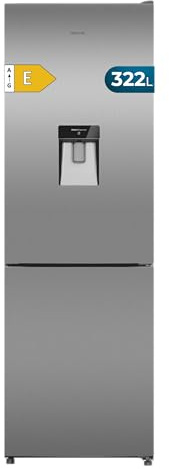 Cecotec Frigorífico Combi Total No Frost de 322L Bolero CoolMarket Combi 322i WD Inox E. 185,5 cm de Alto, 59,5 cm de Ancho, Clase E, Tecnología Multi Airflow, HumidityFlex HUB, LED Interior, Inox