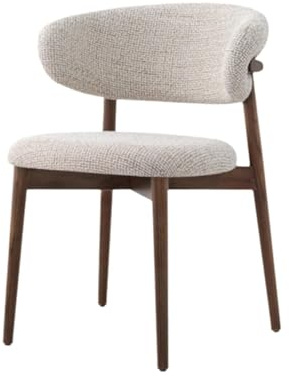 Moderna silla de comedor nórdica de madera maciza con respaldo alto, diseño tapizado para cocina y cafetería, elegante acabado de nogal, asiento cómodo, ideal para uso doméstico y restaurante