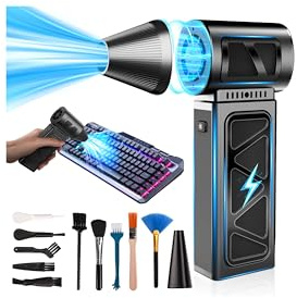 YUHUO Upgraded Compressed Air Duster, 360000 RPM Electric Air Duster with Powerful Motor, Rechargeable Battery, 5-Gear Cordless Mini Blower Jet Turbo Fan, Dust Blower for PC Keyboard Car Dryer Desk