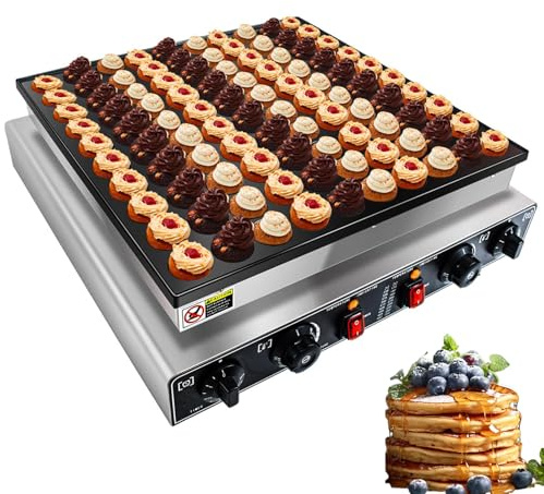 Mini Pancake Maker, padella elettrica olandese per pancake 1700W, 50 fori, superficie antiaderente, facile da pulire per uso domestico o commerciale