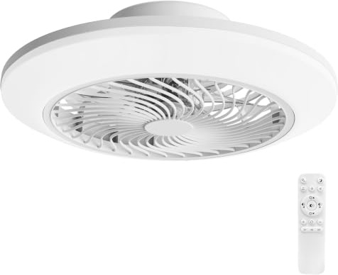 Ribelli Classic LED Ceiling Fan with Light Ø 45.5cm – Bright White Flush Mount Ceiling Lamp Dimmable, Low Profile Quiet DC Motor, Handy Remote Control, 6 Speeds, Reversible Airflow, CCT, 30W
