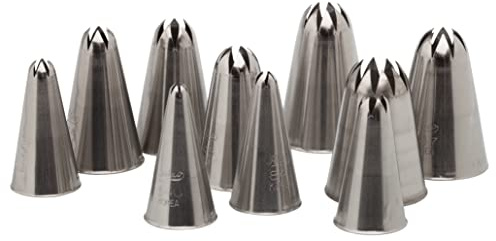 Ateco 850 - 10 Piece Closed Star Tube Set, Stainless Steel Pastry Tips, Sizes 0 - 9