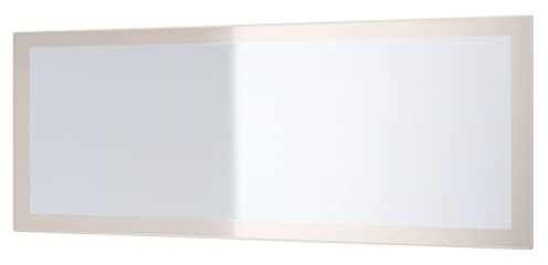 Vladon Spiegel Lima, Wandspiegel mit Rahmen im modernen Stil, Sandgrau Hochglanz (139 x 55 cm)
