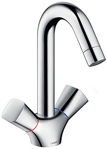 hansgrohe Wasserhahn Logis 2-Griff Waschtischarmatur, Auslauf-Höhe 220mm, ohne Ablaufgarnitur, mit abgerundeten Griffen, Chrom, abgerundete Griffe