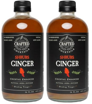 Crafted Cocktails - Ginger Shrubs - 2 Pack - Use as cocktail enhancer, soda flavoring, or culinary ingredient