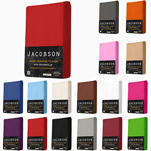 Jersey Spannbettlaken Spannbetttuch für WASSERBETT BOXSPRINGBETT von Jacobson (180 x 200 cm - 200 x 220 cm, Bordeaux)