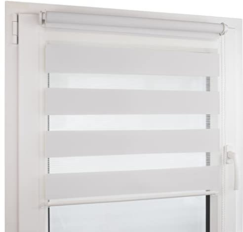 Deco4Me Doppelrollo Klemmfix ohne Bohren (110 x 160 cm, Weiß) - Duo Rollo lichtdurchlässig - blickdichte Rollos für Fenster ohne Bohren - Klemmrollo, Fensterrollo, Innenrollo (Stoffbreite 106 cm)