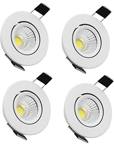 ZDPCYT Recessed Downlight 110V Dimmable 3WCOB CRI80 Spotlight Lamp Daylight 2 Inch Adjustable Angle Lighting Kits 5000K-5500K Ceiling Lights Pack of 4 With LED Driver