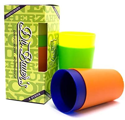 Dr. Bauer´s Zahnputzbecher, Mundspülbecher für Kinder und Erwachsene Packung mit 4 Becher