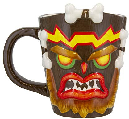 Paladone Crash Bandicoot 3D Tasse Uka Uka braun, handbemalt, aus 100% Keramik, Fassungsvermögen ca. 315 ml..