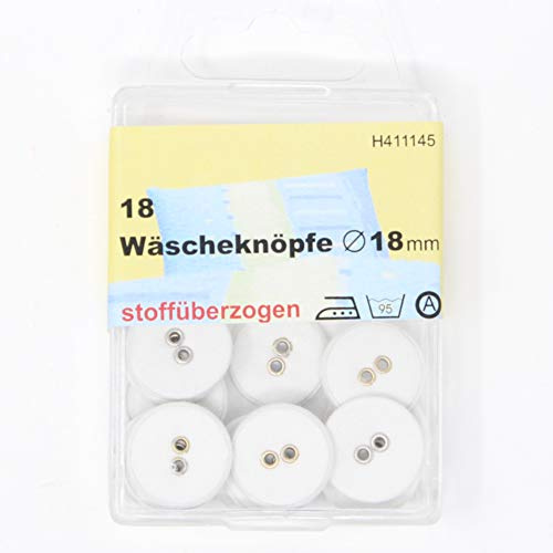 BIG-SAM Wäscheknöpfe | weiss | Ø 15, 17 oder 18mm | 2-Loch | Mangelfest! (18mm - Stoffüberzogen)