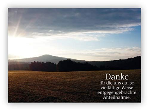 16 Trauer Dankeskarte mit strahlendem Sonnenaufgang: Danke für die uns auf so vielfältige Weise entgegengebrachte Anteilnahme. • Danksagung nach Trauer, Tod, Beerdigung, Sterbefall, Begräbnis