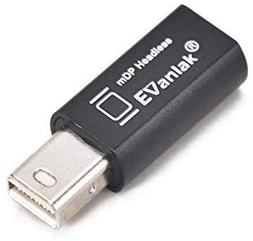 EVanlak Mini DisplayPort Headless Ghost Display Emulator for PC 4K DP Dummy Plug (fit Headless 1080-3840x2160@60hz)