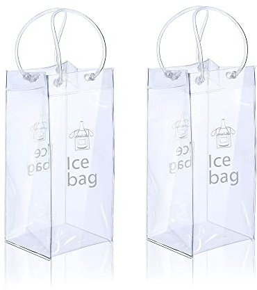 Ice Wine Bag Portable Collapsible Clear Wine Pouch Cooler with Handle for Party,Outdoor,Champagne,Cold Beer,White Wine,Chilled Beverages,Iced Drinks 3 Pack (2)