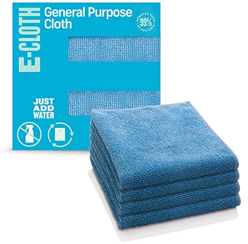 e-cloth Chiffon de Nettoyage Multi-Usage, Microfibre, Bleu, Pack de 4
