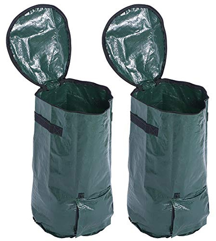Sacchetti per rifiuti da giardino da 2 galloni da 15 galloni, sacchetti per foglie riutilizzabili con coperchio per contenitore per rifiuti da giardinaggio, 23,6x13,8 pollici