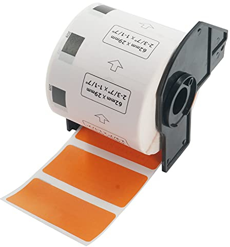 BETCKEY - 1 Rolle DK-11209 Kleine Adressetiketten Kompatibel mit Brother, 62mm x 29mm, 800 Farbige Etiketten Orange für Brother QL Etikettendrucker | Kleine Adress-/Barcode-Etiketten, kompatibel mit Brother QL-Etikettendruckern, Orange