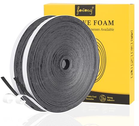 fowong Joint Fenêtre Isolation - Joint Porte d'Entrée en Mousse Caoutchouc Adhésif 6mm x 1.5mm x 20m - Anti-Bruit, Anti-Froid, Anti-Glisse - Pour Portes et Fenêtres - Noir