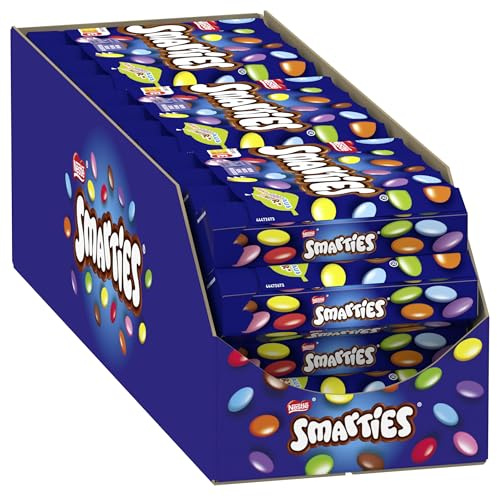 Nestlé SMARTIES Multipack, kleine Rolle, bunte Schokolinsen, ideal für Kindergeburtstage, Farben aus der Natur, Hexagonrolle, 12er Pack (12x (4 x 34g))