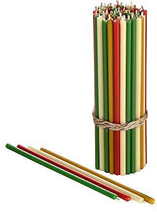 Danilovo Bienenwachs Kerzen (Mehrfarbige) - Orthodoxe Kerzen für Gebet Rituals Tischdeko - Ungiftig, Ruß - Tropffrei, Lang, Nachhaltige Produkte, 60 Stück (4 Farben, Höhe 16,5 cm)
