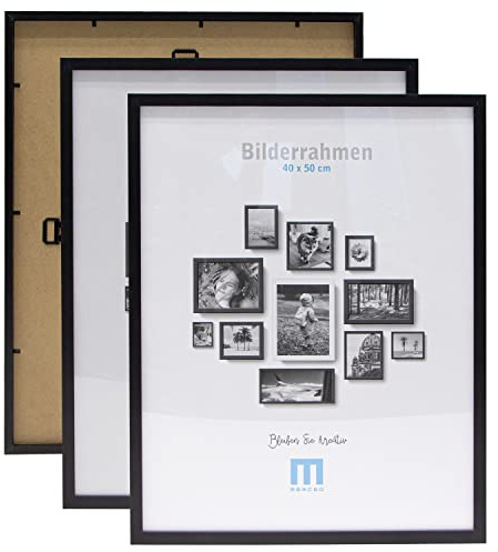 M MERCEO Bilderrahmen 40x50cm (2Stk) Schwarz – Holz MDF Fotorahmen einzeln oder Set – Posterrahmen mit Acrylglas – für Fotos & Poster, ideal zur Wandmontage, Hoch- & Querformat