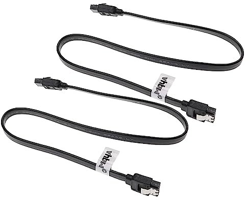 vhbw 2x Câbles SATA droit vers droit pour disque dur - Câble de connexion avec clip, 40 cm, noir